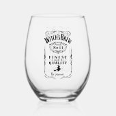 魔女の醸造ハロウィンファミリー名モノグラムおもしろい ステムなしワイングラス (正面)