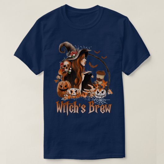 魔女の醸造ハロウィーンカボチャスパイスコーヒーティー Tシャツ (デザイン正面)