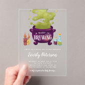 魔女の醸造ハロウィーン赤ちゃんシャワー アクリル招待状 (インサイチュ (ポータブル))