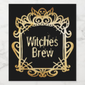 魔女の醸造 |不気味スカル飾りハロウィーン ワインラベル (シングルラベル)