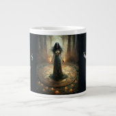 魔女の醸造 – 儀式の魔女と星形五角形円 ジャンボコーヒーマグカップ (正面)