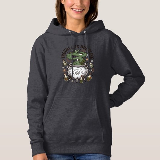 魔女の釜のTシャツ トラブルは泡立っている_1 パーカ (正面)