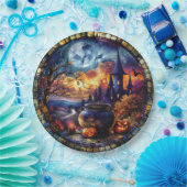 魔女の釜ステンドグラス ペーパープレート (パーティー)