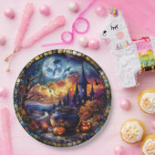 魔女の釜ステンドグラス ペーパープレート (パーティー)