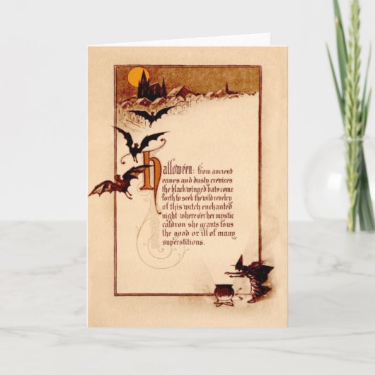 魔女の釜 コウモリ 満月 カード (正面)