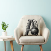 魔女の鍋 魔女の文字 A カスタムイニシャル クッション (椅子)