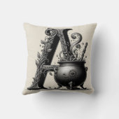 魔女の鍋 魔女の文字 A カスタムイニシャル クッション (裏面)