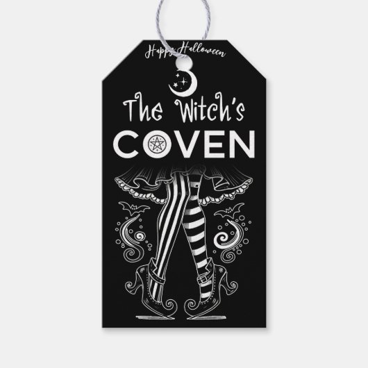魔女の集会 魔女の足 黒 白 ハロウィン ギフトタグ (正面)
