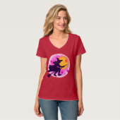 "魔女の飛翔 - ハロウィーン箒Tシャツ" Tシャツ (正面フル)