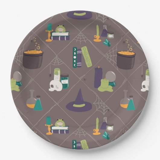 魔女の魔法の供給ハロウィーン ペーパープレート (正面)