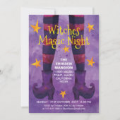魔女の魔法の夜 ハロウィンパーティーの招待状 招待状 (正面)
