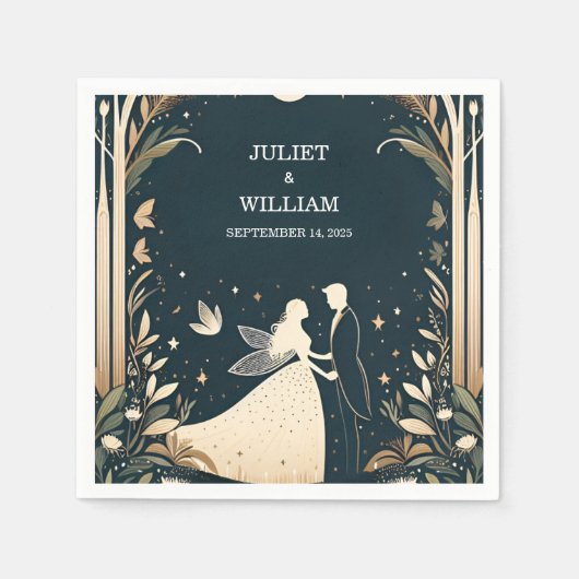 魔女の魔法の夢の神秘的な星ムーン結婚ズ スタンダードカクテルナプキン (正面)