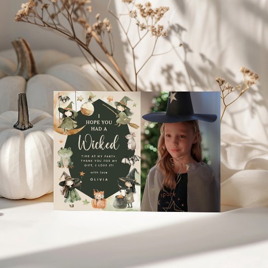 魔女の魔法の通りにパーティー' 子供のハロウィン誕生日 サンキューカード