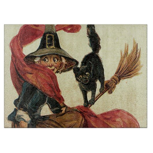 魔女の黒猫ほうき カッティングボード (正面)