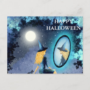 魔女はがき付きハロウィーンの怖い夜 ポストカード