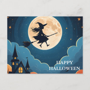 魔女はがき付きハロウィーンの怖い夜 ポストカード