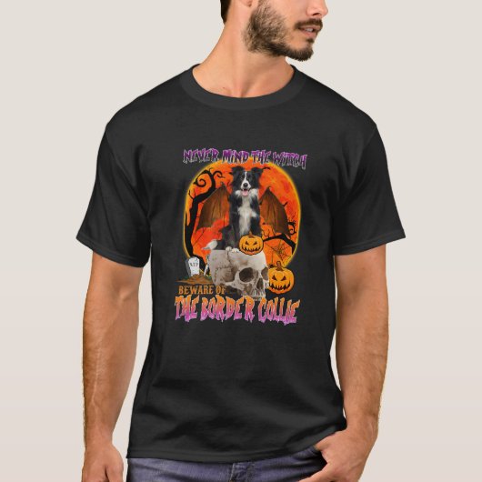 魔女はコリーに気をつけな縁どい Tシャツ (正面)