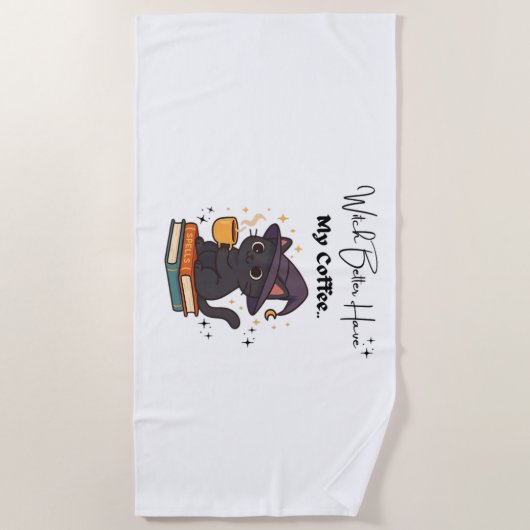 魔女はコーヒーのTクラシックシャツを持った方がいい ビーチタオル (正面)