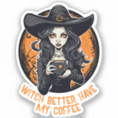魔女はコーヒーを飲むほうがいい シール (正面)