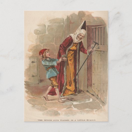 魔女はハンセルを厩舎に入れました ポストカード (正面)