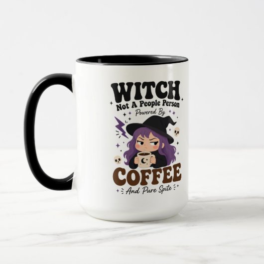 魔女は人ではない コーヒーで動く ブラック ラージ マグカップ (左)
