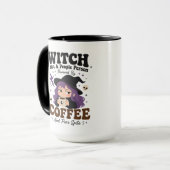 魔女は人ではない コーヒーで動く ブラック ラージ マグカップ (正面左)