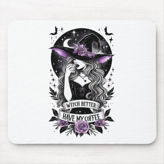 魔女は俺のコーヒおもしろいー魔女を許せ マウスパッド (正面)