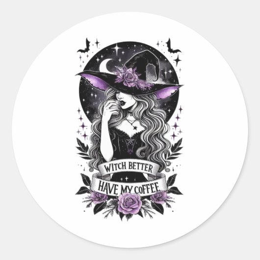 魔女は俺のコーヒおもしろいー魔女を許せ ラウンドシール (正面)
