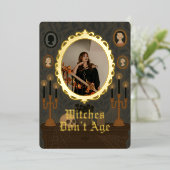 魔女は年齢を感じない カスタマイズされた写真の誕生日カード 箔シーズンカード (立ち正面)