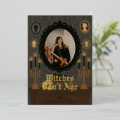 魔女は年齢を感じない カスタマイズされた写真の誕生日カード 箔招待状 (立ち正面)