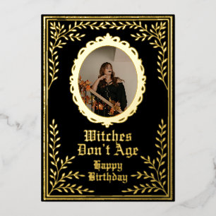 魔女は年齢を感じない 誕生日カード オーダーメイド 箔招待状