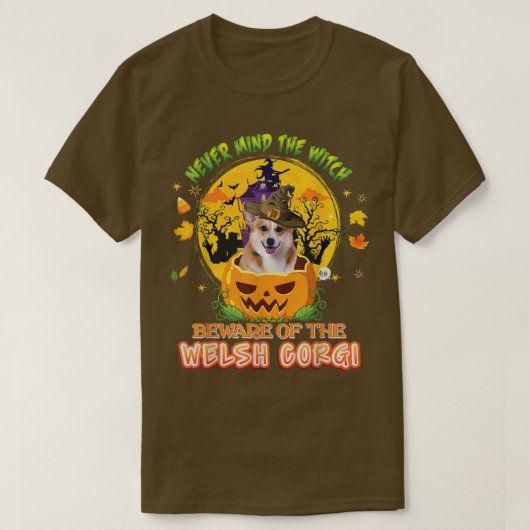 魔女は犬ハルウェルシュコーギーに気を付けなさい Tシャツ (デザイン正面)