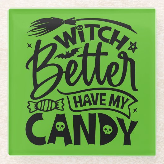 魔女は私のお菓子を持った方がいい ガラスコースター (正面)
