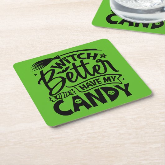 魔女は私のお菓子を持った方がいい スクエアペーパーコースター (アングル)