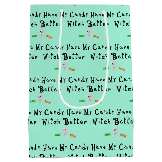 魔女は私のお菓子を持った方がいい | 黒い文字 ミディアムペーパーバッグ (裏面)