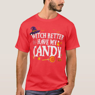 魔女は私のキャンディのハロウィーンの女男性へ性を持つ Tシャツ