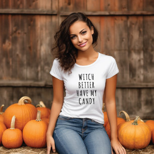 「魔女は私のキャンディを持っている方が良い」おもしろいハロウィン トライブレンドTシャツ