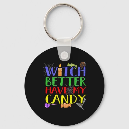 魔女は私のキャンディキャンドルの女性ハロウィーンを持っている方が良い キーホルダー (正面)