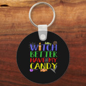 魔女は私のキャンディキャンドルの女性ハロウィーンを持っている方が良い キーホルダー (正面)
