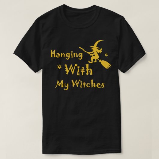 魔女ぶら下がったのパーティーTシャおもしろいツと Tシャツ (デザイン正面)