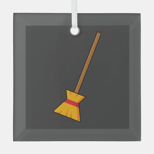 魔女ほうき ガラスオーナメント (正面)