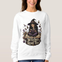 魔女も読書するスウェットシャツ 女性向け かわいい魔女のTシャツ