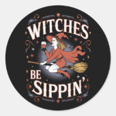 魔女も飲む ハロウィーン スプーキー ラウンドシール (正面)