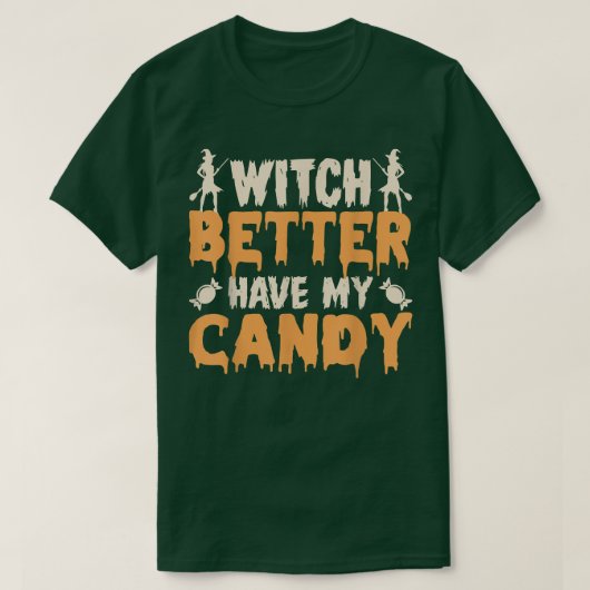 魔女より良い私のキャンディーコーンハローウィンパーティpu tシャツ (デザイン正面)