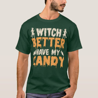 魔女より良い私のキャンディーコーンハローウィンパーティpu tシャツ