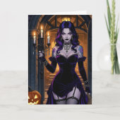 魔女をテーマにしたハロウィーンとカラーリングページの内側 カード (正面)