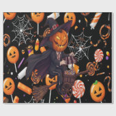 魔女をテーマにしたハロウィーンラッピング紙 ラッピングペーパー (フラット)