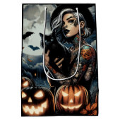 魔女をテーマにしたハローウィンパーティ ミディアムペーパーバッグ (裏面)