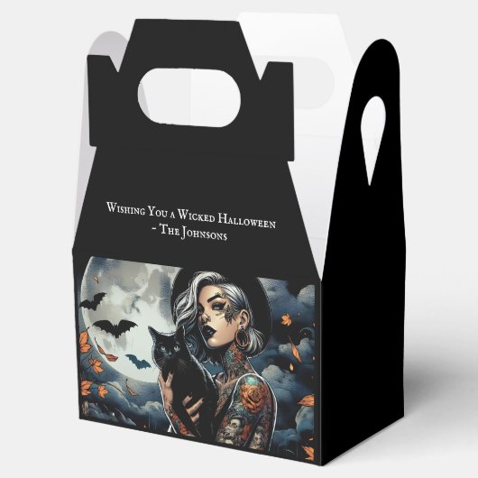 魔女をテーマにしたパーソナライズされたハローウィンパーティ フェイバーボックス (オープン)