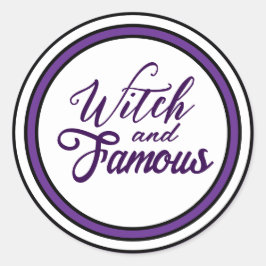 魔女をテーマにした紫色のハロウィンデザイン ラウンドシール